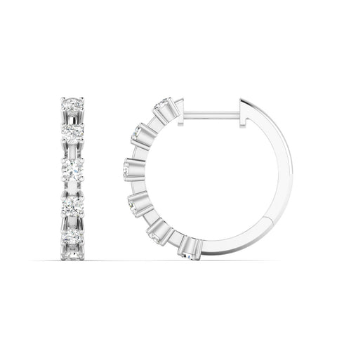 14 Karat Lab Grown Diamond Hoop Earrings (0.75 Total Carat Weight F+ Color-VS+ Clarity)