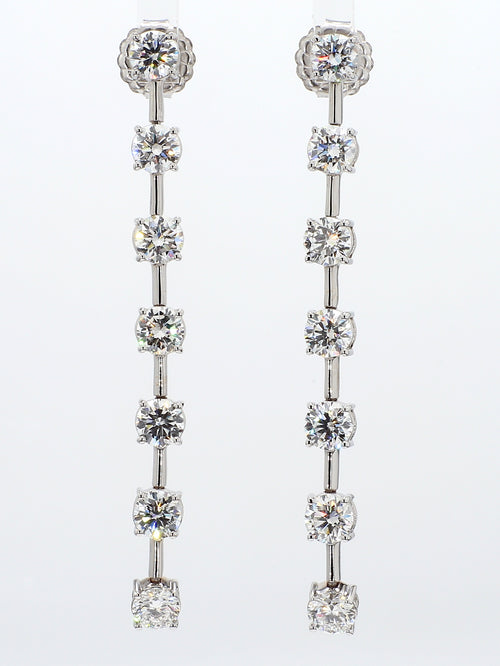 14 Karat Gold Lab Grown Round Diamond Drop Earrings(4.00 TCW F+ Color VS+ Clarity)