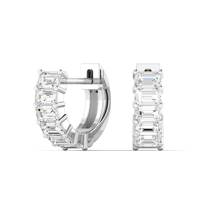 14 Karat Gold Mini Emerald Cut Lab Grown Diamond Hoops (1.00 Total Weight F+Color VS+Clarity)