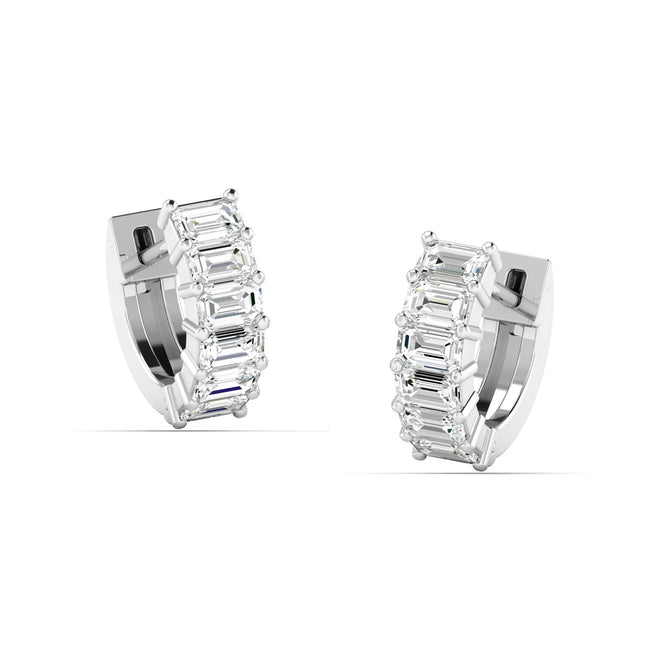 14 Karat Gold Mini Emerald Cut Lab Grown Diamond Hoops (1.00 Total Weight F+Color VS+Clarity)