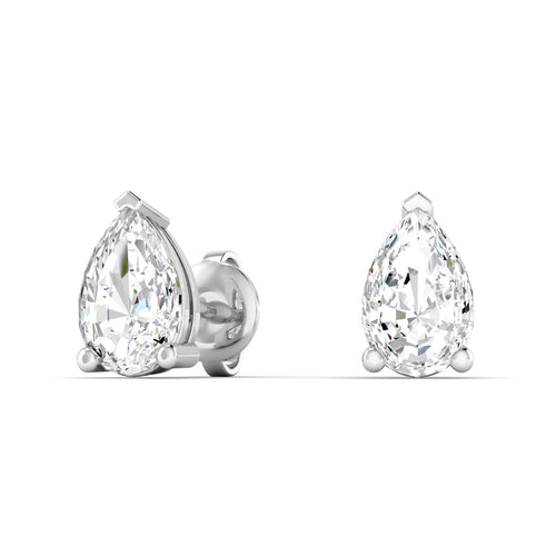 14 Karat Lab Grown Pear-Shape 4 Prong Diamond Earring(F+Color-VS+Clarity)