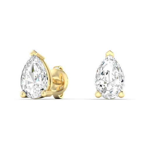 14 Karat Lab Grown Pear-Shape 4 Prong Diamond Earring(F+Color-VS+Clarity)