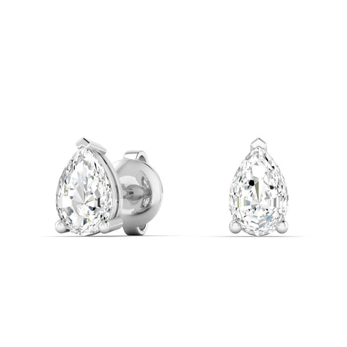 14 Karat Lab Grown Pear-Shape 4 Prong Diamond Earring(F+Color-VS+Clarity)