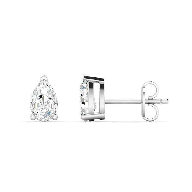 14 Karat Lab Grown Pear-Shape 4 Prong Diamond Earring(F+Color-VS+Clarity)