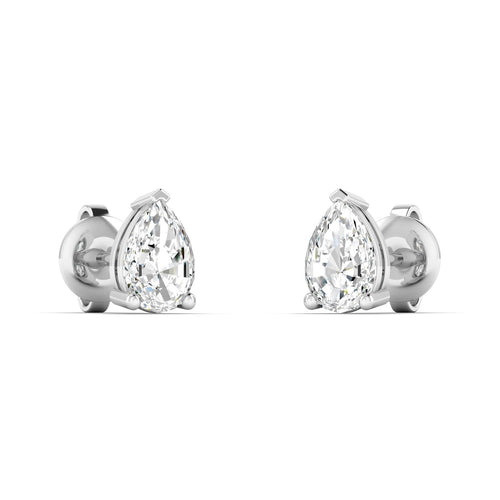 14 Karat Lab Grown Pear-Shape 4 Prong Diamond Earring(F+Color-VS+Clarity)