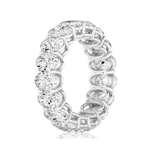 14 Karat White Gold Lab Grown Oval Diamond Eternity Band (5.00 total weight F+Color VS+ Clarity))