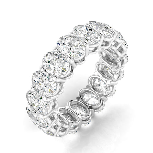 14 Karat White Gold Lab Grown Oval Diamond Eternity Band (5.00 total weight F+Color VS+ Clarity)) - Paul Nudelman Jewellers