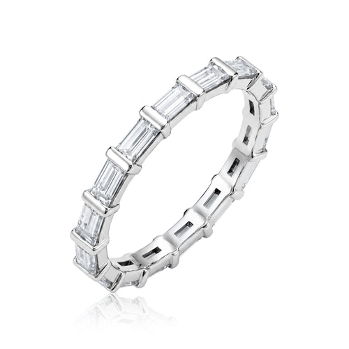 14 Karat White Gold Lab Grown Emerald Cut Wedding Band(1.70 Total Carat Weight F+ Colour VS+ Clarity)