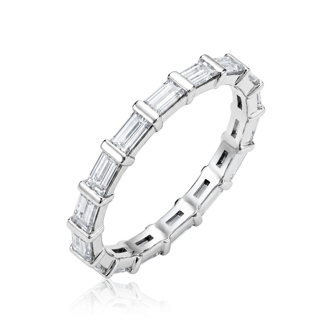 14 Karat White Gold Lab Grown Emerald Cut Wedding Band(1.70 Total Carat Weight F+ Colour VS+ Clarity)