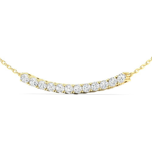 14 Karat Lab Grown Oval Diamond Bar Necklace (2.00 TCW F+-Color VS+-Clarity)