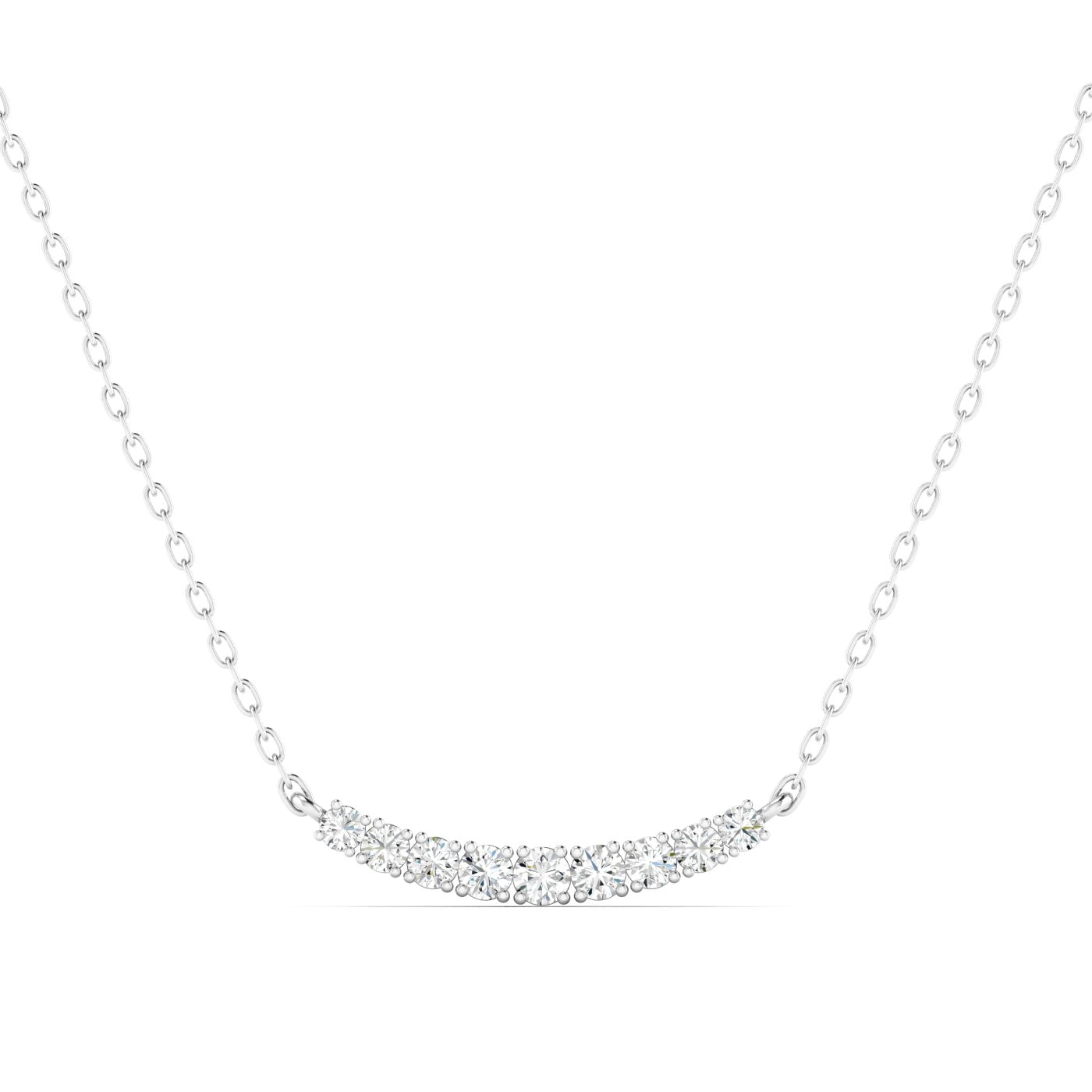 14 Karat Lab Grown Round Graduated Diamond Bar Necklace (1.00 TCW F+ C ...