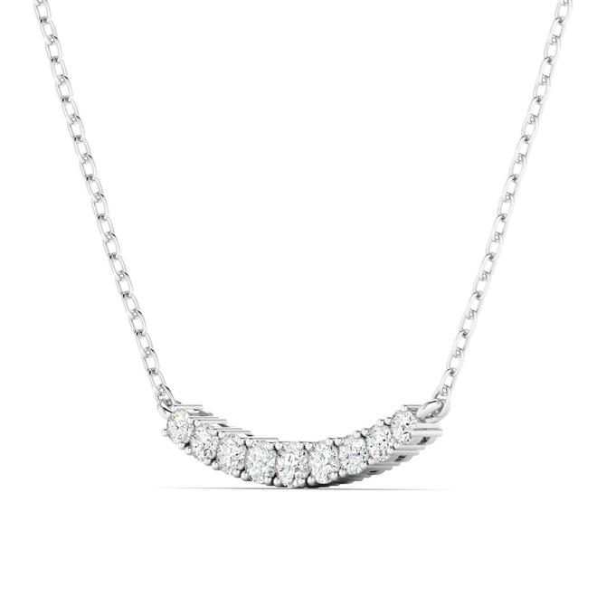 14K Lab Grown Diamond Bar Necklace - Round Graduated