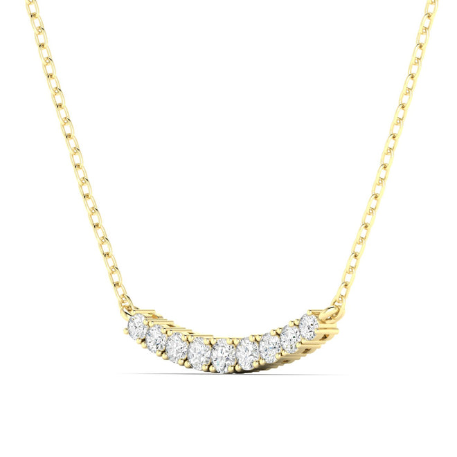 14K Lab Grown Diamond Bar Necklace - Round Graduated