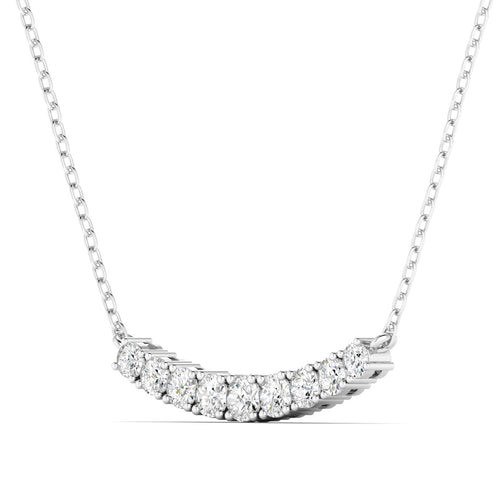 14 Karat Lab Grown Round Graduated Diamond Bar Necklace (1.00 TCW F+ Color VS+ Clarity)