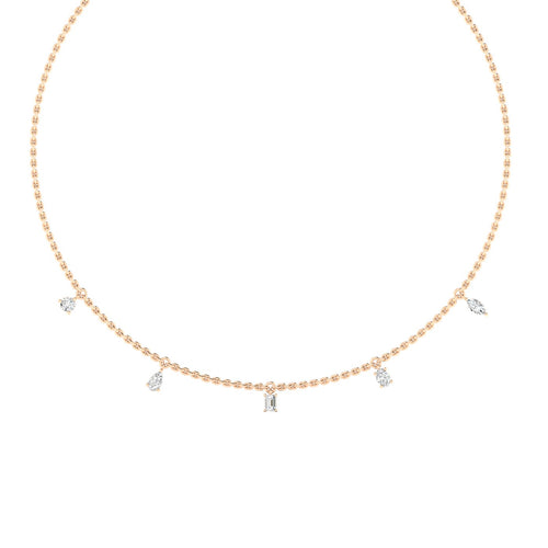 14 Karat Multi-Shape Lab Grown Necklace (1.00  Carat Total Weight F Color -VS Clarity)