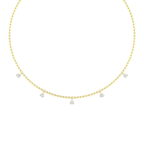 14 Karat Round Lab Grown Diamond Droplet Necklace (1.00 Total Carat Weight F+Color VS+Clarity)