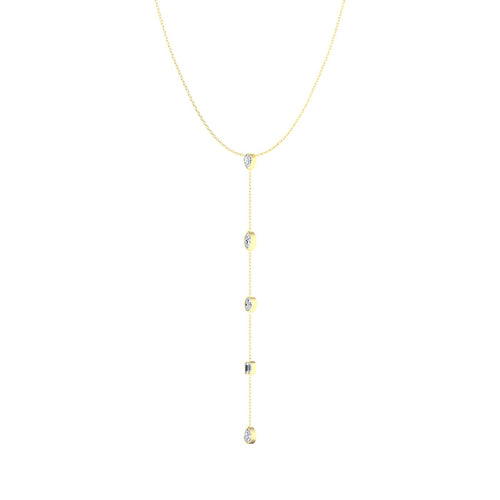 14 karat gold Multi-Shape Lab Grown Diamond Lariat (1.25 Total Carat Weight F+-Color-VS+Clarity - Paul Nudelman Jewellers