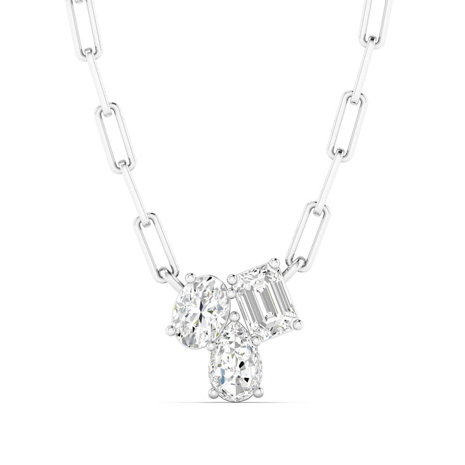 14 Karat Gold Multi-Shape Cluster Lab Grown Diamond Necklace - Paul Nudelman Jewellers