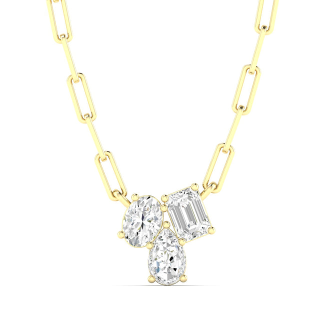 14 Karat Gold Multi-Shape Cluster Lab Grown Diamond Necklace - Paul Nudelman Jewellers