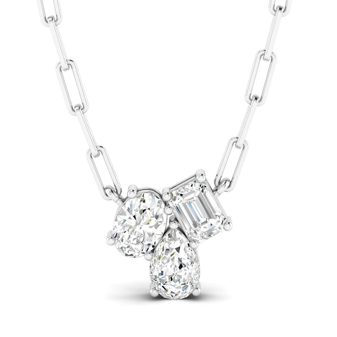 14 Karat Gold Multi-Shape Cluster Lab Grown Diamond Necklace - Paul Nudelman Jewellers