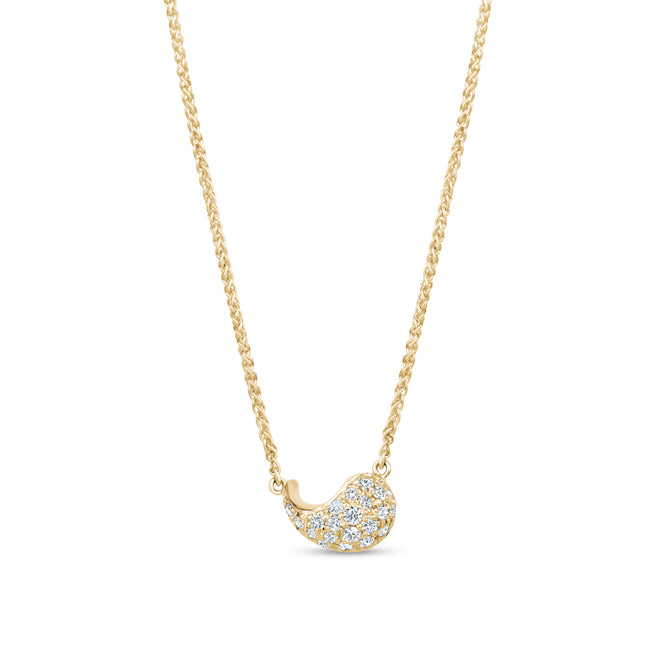 14 Karat Yellow Gold Diamond Petal Necklace