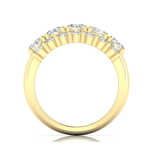 14 Karat Gold Three-Row Round Lab Grown Diamond Ring (3 Carat Total Weight F+ Color -VS+ Clarity)