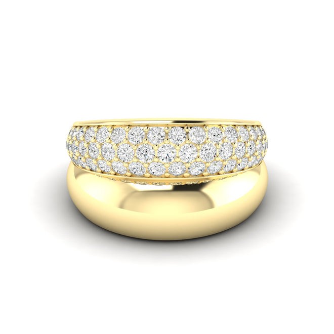 14 Karat Gold Lab Grown Domed Pavé Ring (1.20 Total Carat Weight F+Color- VS+ Clarity)