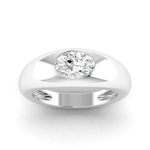 14 Karat Oval Domed Lab Grown Diamond Ring
