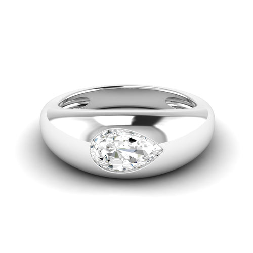 14 Karat Pear-Shape Domed Lab Grown Diamond Ring