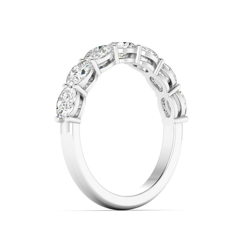 14 Karat Gold East-West Seven Oval Lab Created Diamond Wedding Band or Stackable Ring with One Carat Total Weight (Color F- Clarity VS) - Paul Nudelman Jewellers