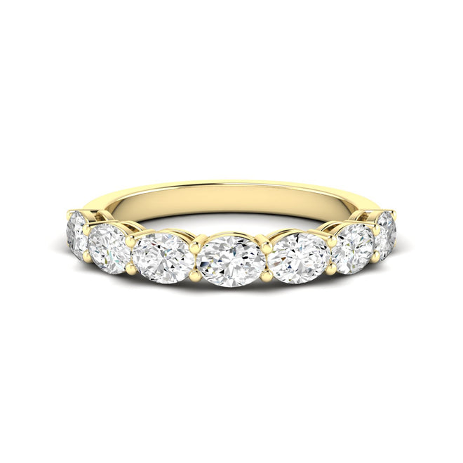 14 Karat Gold East-West Seven Oval Lab Created Diamond Wedding Band or Stackable Ring with One Carat Total Weight (Color F- Clarity VS) - Paul Nudelman Jewellers