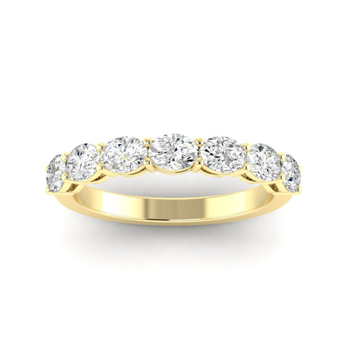 14 Karat Gold East-West Seven Oval Lab Created Diamond Wedding Band or Stackable Ring with One Carat Total Weight (Color F- Clarity VS)