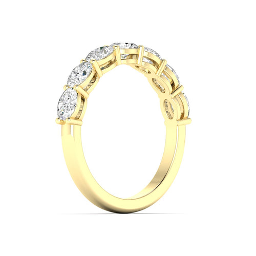 14 Karat Gold East-West Seven Oval Lab Created Diamond Wedding Band or Stackable Ring with One Carat Total Weight (Color F- Clarity VS) - Paul Nudelman Jewellers