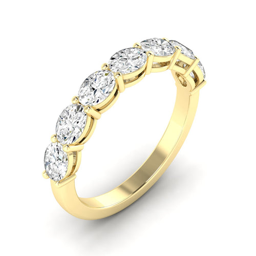 14 Karat Gold East-West Seven Oval Lab Created Diamond Wedding Band or Stackable Ring with One Carat Total Weight (Color F- Clarity VS)