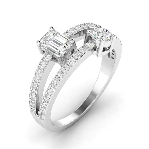 14 Karat Two-Stone Open  Lab Grown Diamond Ring (1.00 Carats Total Weight F color VS Clarity)