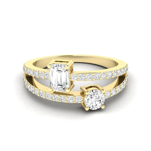 14 Karat Two-Stone Open  Lab Grown Diamond Ring (1.00 Carats Total Weight F color VS Clarity)
