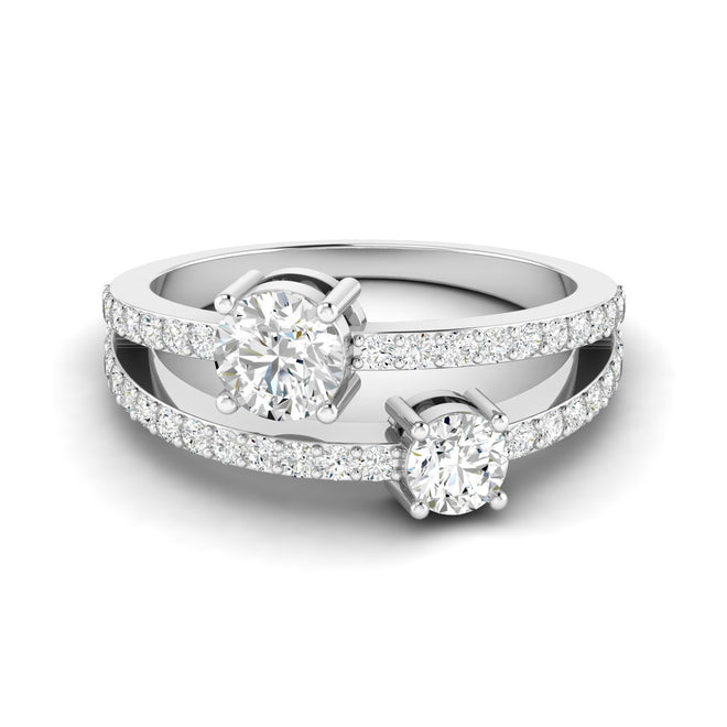 14 Karat Two-Stone Open Ring (1.00 Carats Total Weight F color VS Clarity)