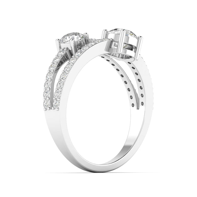 14 Karat Two-Stone Open Ring (1.00 Carats Total Weight F color VS Clarity)