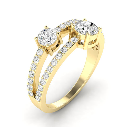 14 Karat Two-Stone Open Ring (1.00 Carats Total Weight F color VS Clarity)