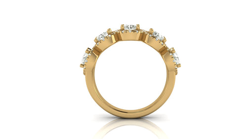 14 Karat Yellow Gold Five Stone Round Lab Grown Diamond Halo Ring ( 2.30 Carats Total Weight F- Color- VS Clarity)