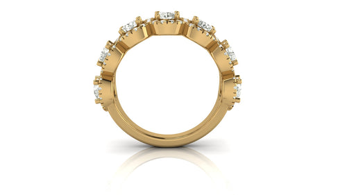 14 Karat Yellow Gold Seven-Stone Round Halo Lab Grown Diamond Ring (2.00 Carats Total Weight F+color -Clarity VS+) - Paul Nudelman Jewellers
