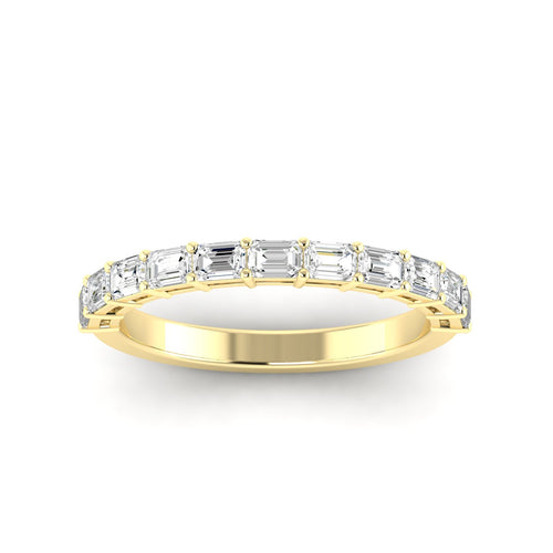 14 Karat Emerald Cut East-West Lab Grown Diamond Ring (1.00 Total Carat Weight F+Color VS+Clarity)