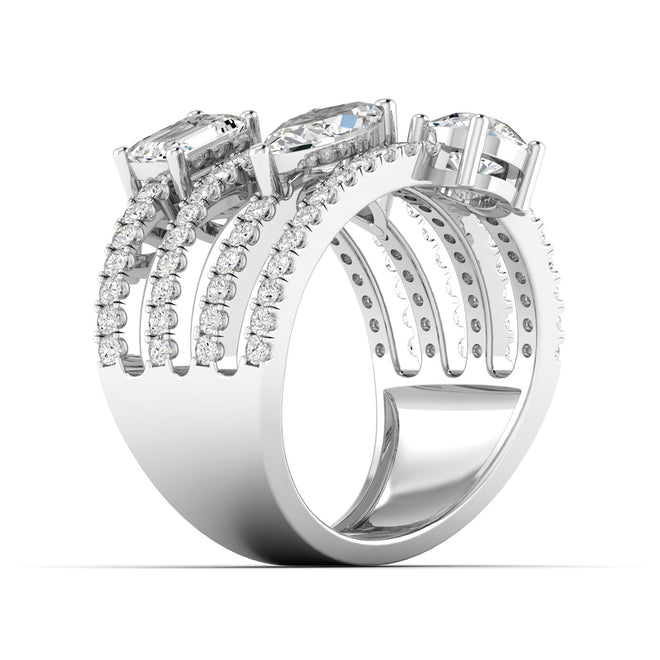 Lab Grown Four Row Diamond Multi Shape Ring   (3.00 Total Carat Weight F+ Color-VS+ Clarity)
