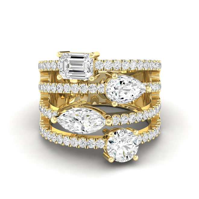 Lab Grown Four Row Diamond Multi Shape Ring   (3.00 Total Carat Weight F+ Color-VS+ Clarity)