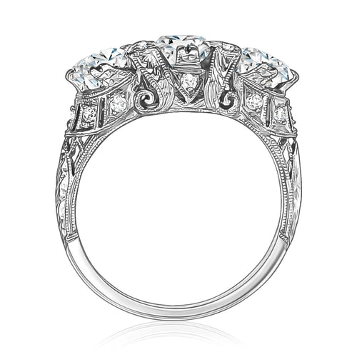 Estate Platinum Vintage Three-Stone Diamond Ring