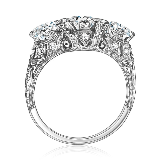 Estate Platinum Vintage Three-Stone Diamond Ring