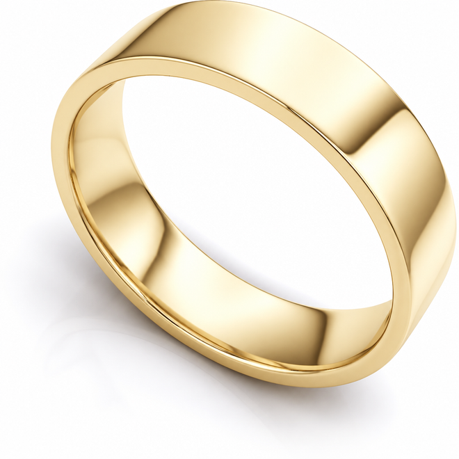 10K yellow gold 6mm flat comfort-fit wedding band.