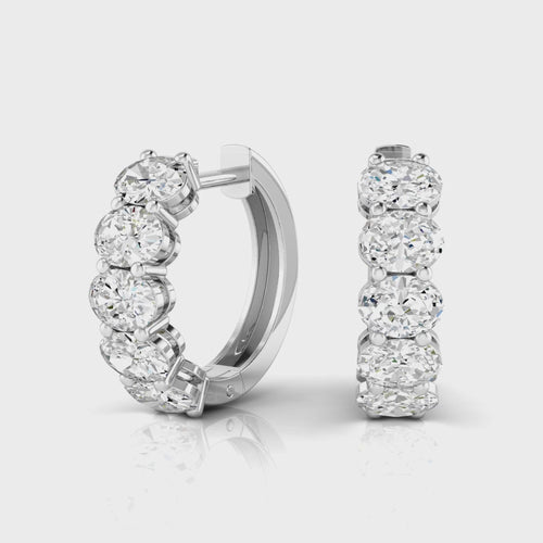 14 Karat Small Oval Lab Grown Diamond Hoops (2.00 Carats Total Carat Weight F+Color VS+Clarity)