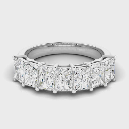 14 Karat 7-Stone Radiant Lab Grown Diamond Ring (F+Color-VS+ Clarity)