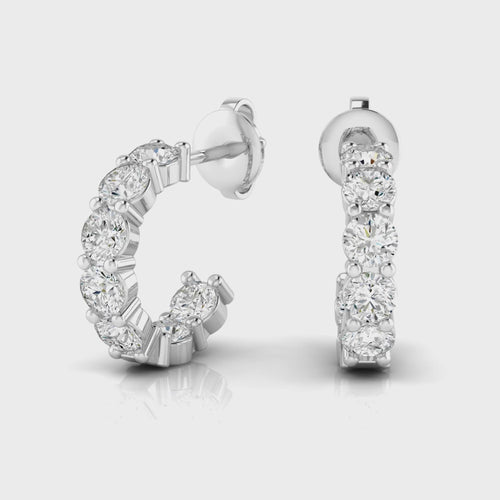14 Karat White Gold Inside-Out Lab Grown Diamond Hoop Earrings (1.00 Total Weight F color-VS)